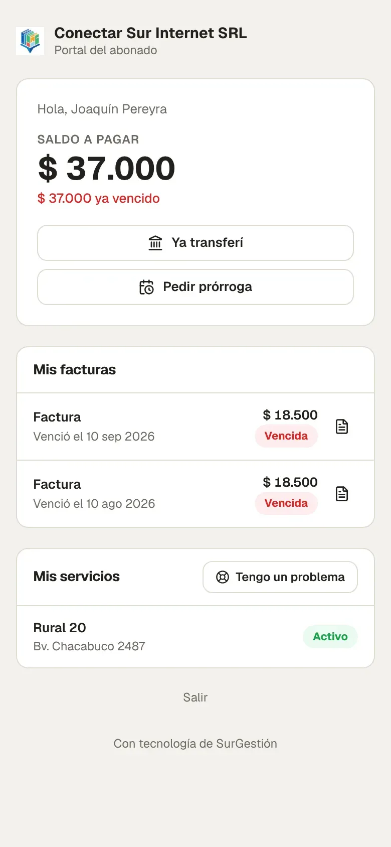 Portal del abonado en el celular: saldo, facturas y servicios