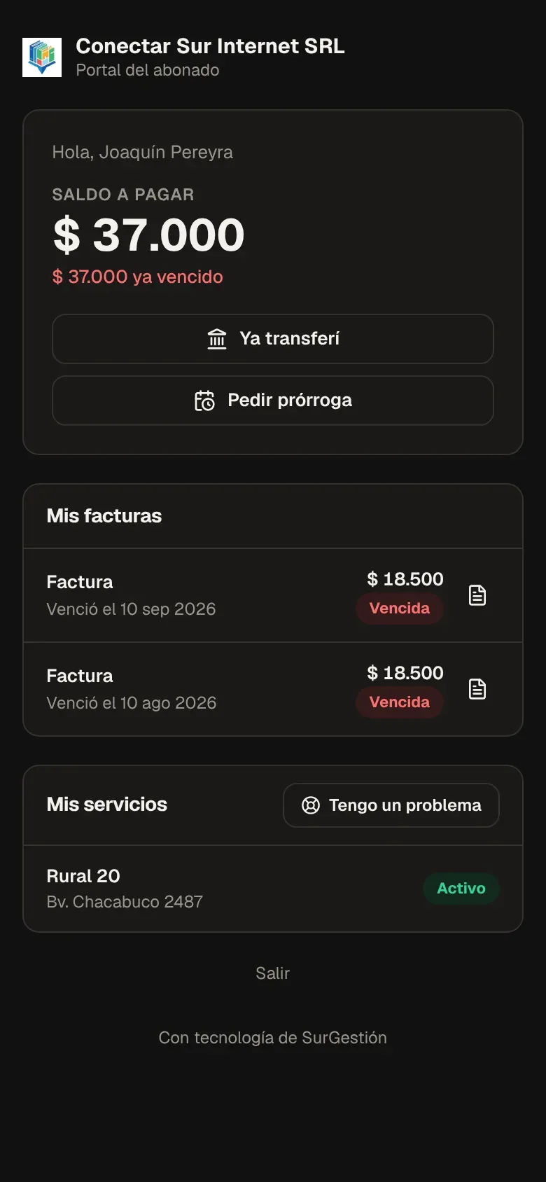 Portal del abonado en el celular: saldo, facturas y servicios